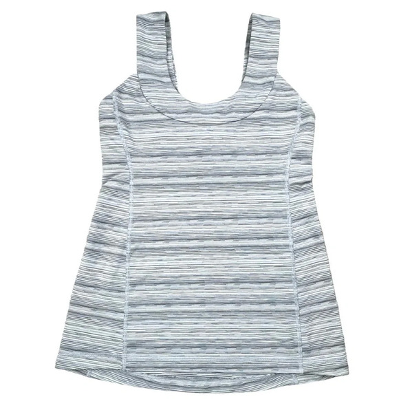 Lululemon Scoop Back Tank in Cyber Stripe White Silver Fox. Size 6 - Picture 2 of 16